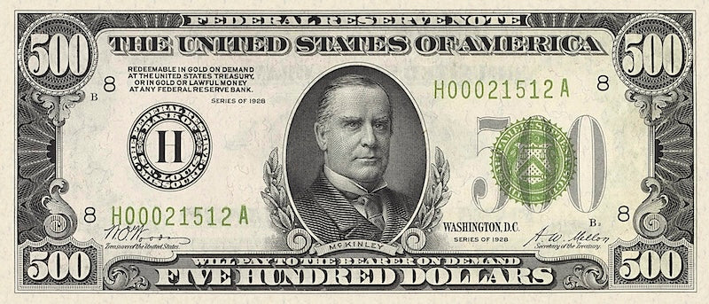 United States, 5 - 10000 Dollars, Federal Reserve 1928, P.420 - P.428, Complete Set REPLICA My Store