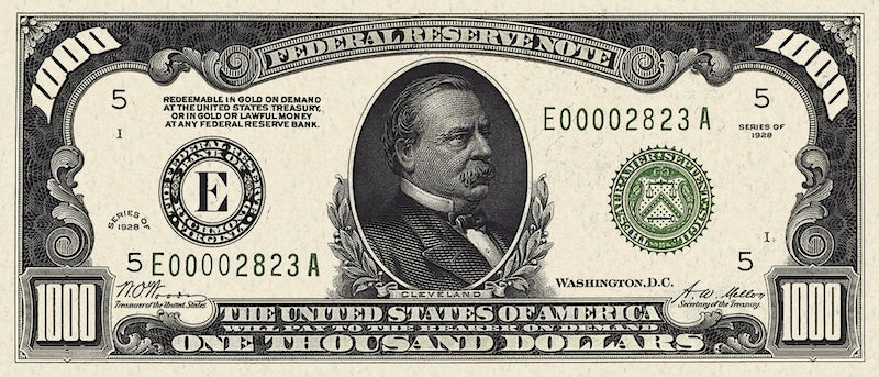 United States, 5 - 10000 Dollars, Federal Reserve 1928, P.420 - P.428, Complete Set REPLICA My Store