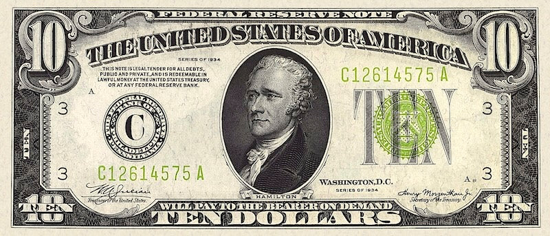 United States, 5 - 10000 Dollars, Federal Reserve 1934, P.429 - P.437, Complete Set REPLICA My Store