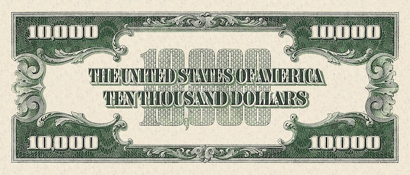 “Federal Reserve Notes 1934, $10 replica banknote”