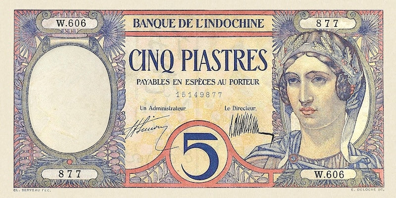 French Indo-China, Banque de l'Indochine, 1, 5, 20 & 100 Piastres, 1921, P.48 - P.51, Complete Set REPLICA My Store