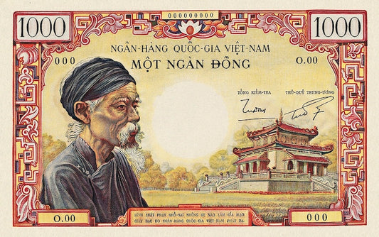 South Vietnam (Việt Nam Cộng hòa đồng) National Bank 1000 Dong, 1955, P.4A REPLICA My Store