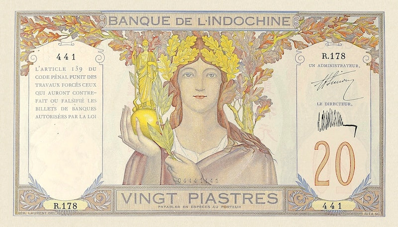 French Indo-China, Banque de l'Indochine, 1, 5, 20 & 100 Piastres, 1921, P.48 - P.51, Complete Set REPLICA My Store