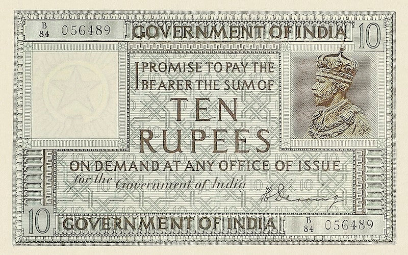 British India 1917 10 Rupees King George V collectible replica