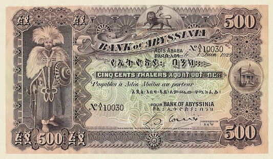 “Vintage Ethiopian Bank of Abyssinia collectible notes”