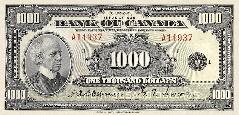 Canada, 1 - 1000 Dollars, 1935 ENGLISH Series, P.38 - P.56, Complete Set REPLICA My Store
