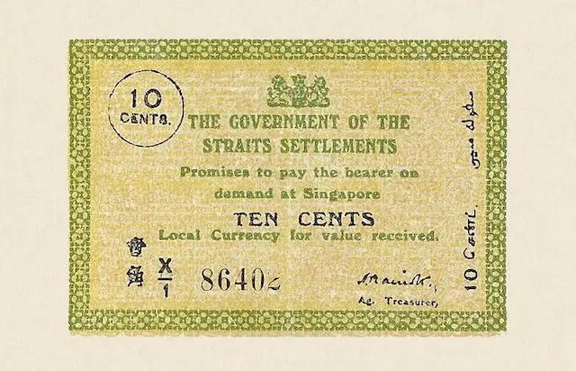 Straits Settlements, 10 & 25 Cents, Emergency Issues 1917 - 1920, P.7 - P.8, Complete Set REPLICA My Store