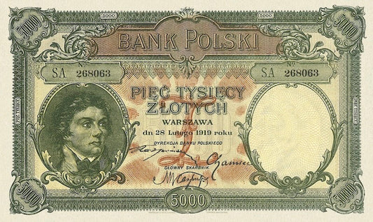 Poland, Bank Polski, 100 - 5000 Zlotych, 1919, P.57 - P.60 REPLICA My Store