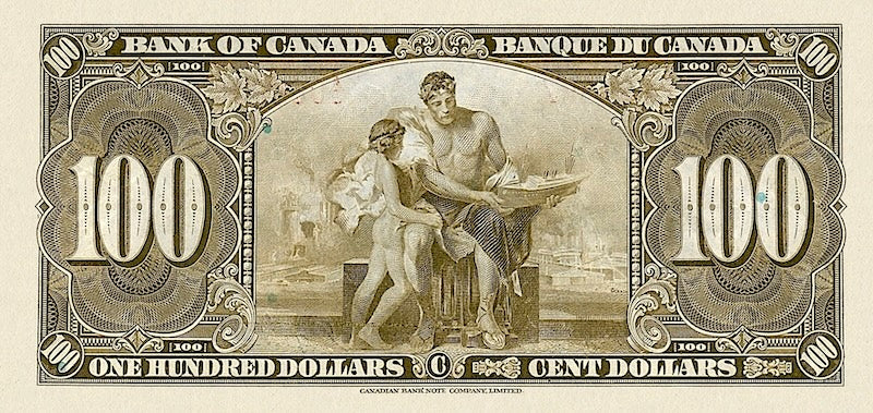 “Vintage Canadian 1937 currency reproduction”