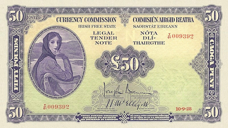 Ireland, Saorstát Éireann, Lady Lavery, 10 Shillings, 1 - 100 Pounds, 1928, Complete Set, P.1A - P.7 REPLICA My Store