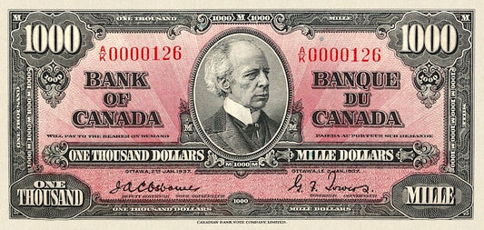 “Canada 1937 complete banknote set replica 1 to 1000 dollars”