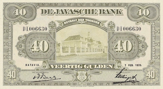 Netherlands Indies (Indonesia), De Javasche Bank 20, 30 & 40 Gulden, 1919, P.66 - P.68 REPLICA My Store