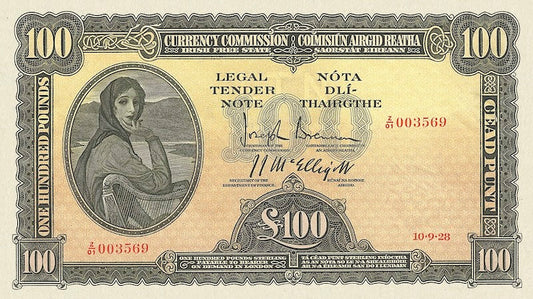 Ireland, Saorstát Éireann, Lady Lavery, 10 Shillings, 1 - 100 Pounds, 1928, Complete Set, P.1A - P.7 REPLICA My Store