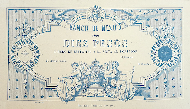Mexico, Empire Maximilian, Banco de Mexico, 10 - 200 Pesos, 1866, P.7 - P.10, Complete Set REPLICA My Store
