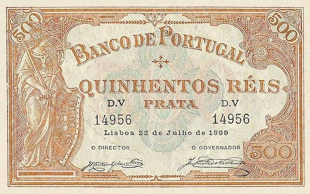 Portugal Banco de Portugal 1893–1909 2500 Reis reproduction note