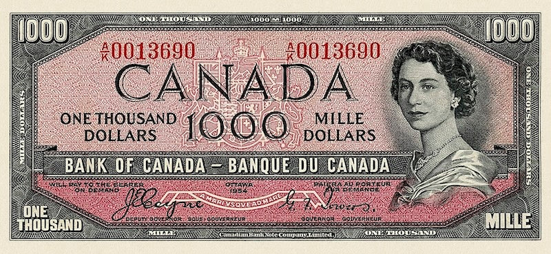 Canada, 1000 Dollars, 1954, P.73 (Devil's Face), REPLICA My Store