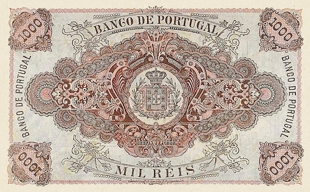 Portugal 1893 Banco de Portugal vintage banknote set replica