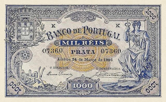 Portugal 500 Reis collectible replica banknote 1893 edition