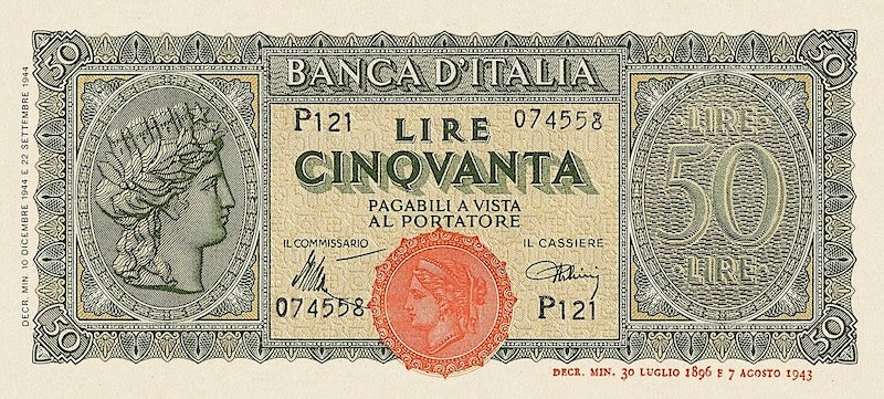“Italy Italia Turrita Issue 500 Lire replica P.76 banknote”