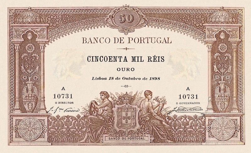 Portugal, Banco de Portugal 50 Mil & 100 Mil Reis, 1893, P.77 - P.78 REPLICA My Store