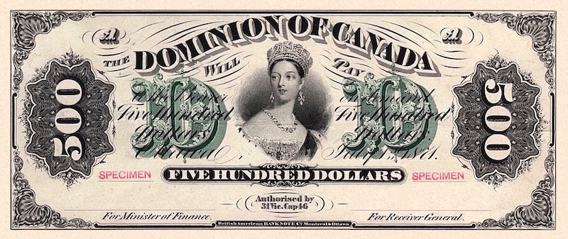 Dominion of Canada, 500 Dollars, 1871, P.14, REPLICA My Store