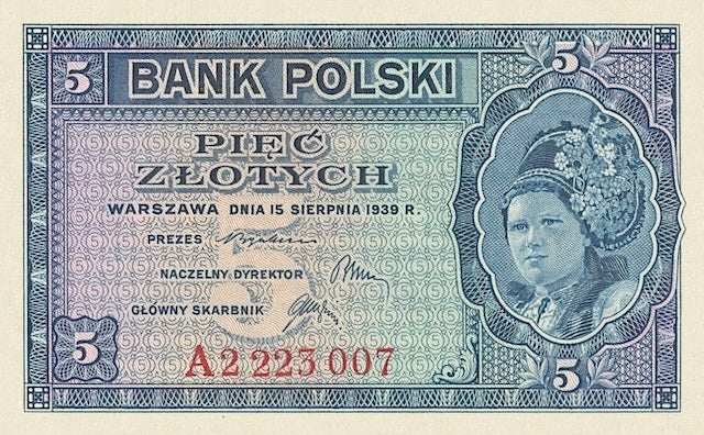 Poland, Government in Exile, Bank Polski, 1 - 500 Zlotych, 1939, P.79 - P.88, Complete Set REPLICA Old Currency Replicas