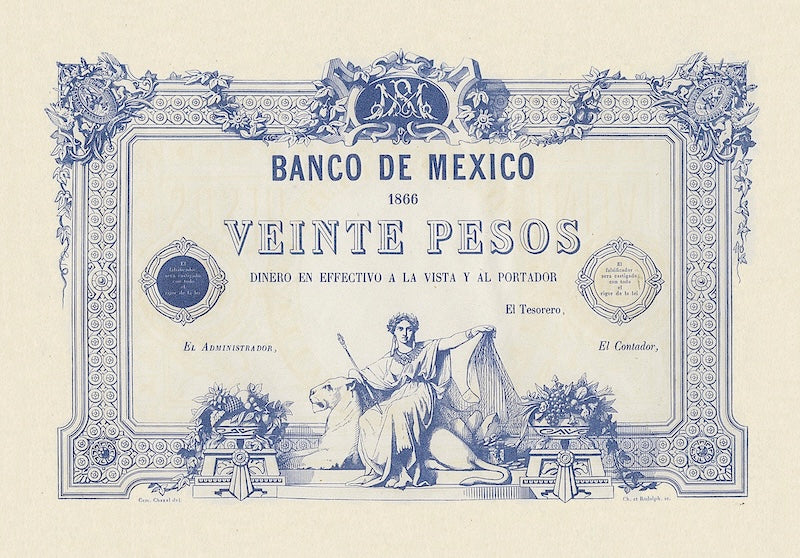 Mexico, Empire Maximilian, Banco de Mexico, 10 - 200 Pesos, 1866, P.7 - P.10, Complete Set REPLICA My Store