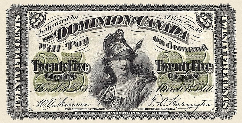 Dominion of Canada, 25 Cents, Shinplaster Issues, 1870 - 1923, P.8 - P.11, Complete Set REPLICA My Store