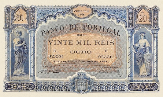 Portugal 1898 20 Mil Reis Banco de Portugal replica banknote front