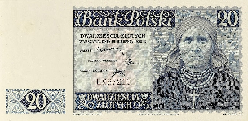 Poland, Government in Exile, Bank Polski, 1 - 500 Zlotych, 1939, P.79 - P.88, Complete Set REPLICA Old Currency Replicas
