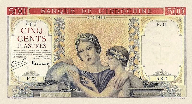 “French Indo-China replica 100 Piastres P.82 banknote”