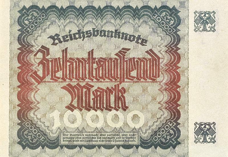 “1923 German Reichsbanknote 10000 Mark replica”