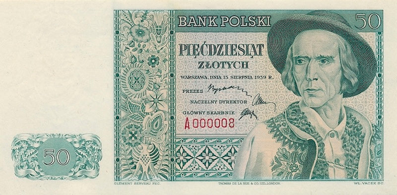 Poland Government in Exile 1939 Bank Polski replica banknote set