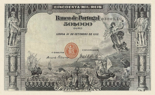Portugal 1903 Banco de Portugal 50 Mil Reis replica banknote front