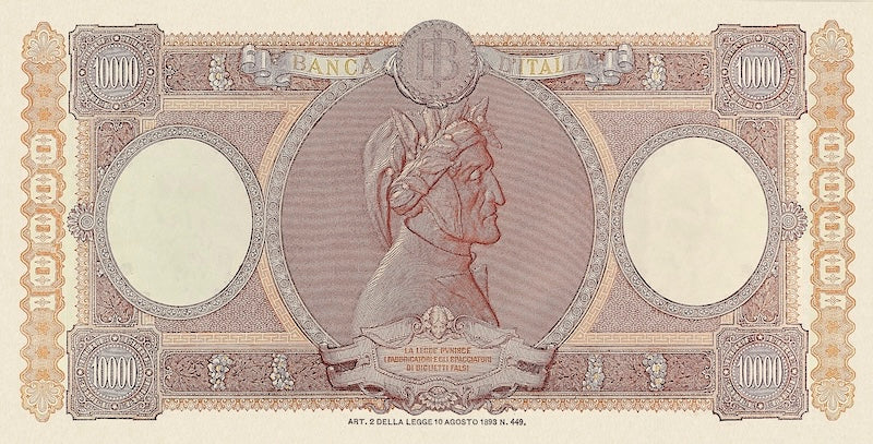 Italy 1950 Medusa Seal 10000 Lire replica banknote