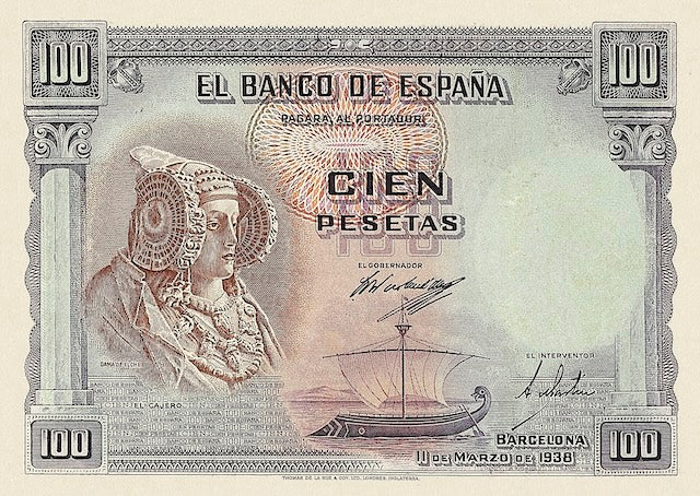 Spain, Barcelona Republican Issues, 100 & 5000 Pesetas, 1938, P.90 - P.92, Complete Set REPLICA My Store