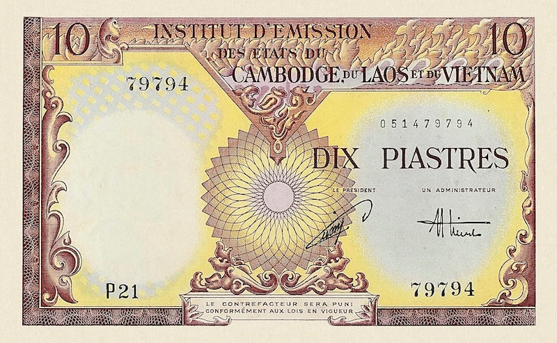 French Indo-China replica 1 Piastre P.104 banknote
