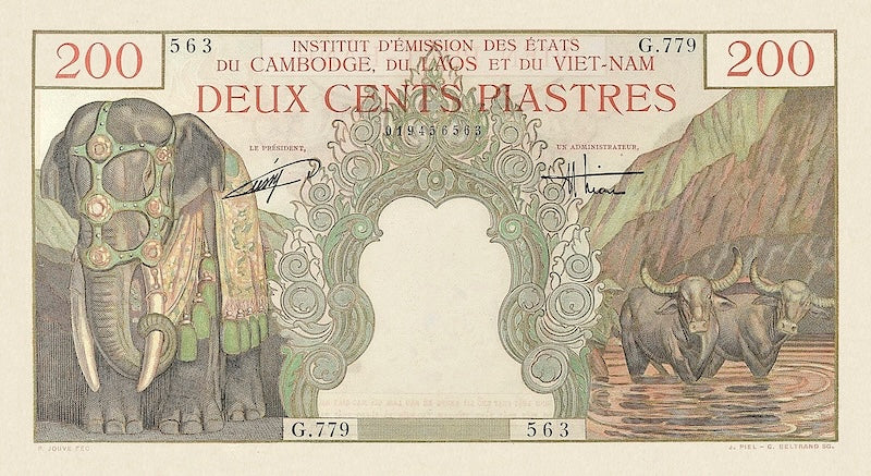 “French Indo-China replica 200 Piastres P.109 banknote”