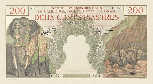 “French Indo-China replica 200 Piastres P.109 banknote”