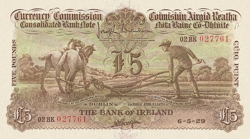 "Ireland Ploughman Issues £1 replica banknote"