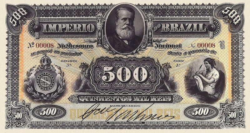 Brazil, Imperio do Brasil, Dom Pedro II,  1 Mil - 500 Mil Reis, 1870 - 1885, P.A244 - P.A249, Complete Set REPLICA My Store