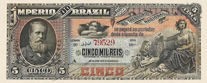 Brazil, Imperio do Brasil, Dom Pedro II, 5 Mil Reis, 1888, P.A264, REPLICA My Store