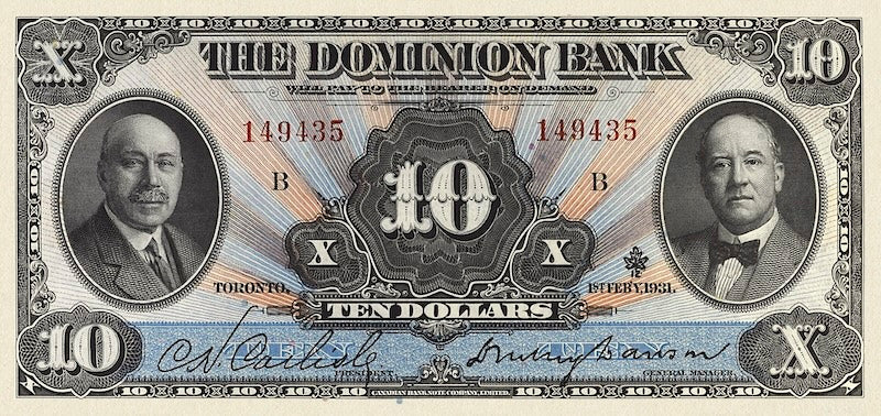 Dominion of Canada, The Dominion Bank 5 - 100 Dollars, 1931, Complete Set REPLICA My Store