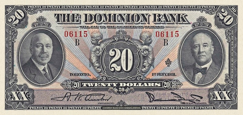 Dominion of Canada, The Dominion Bank 5 - 100 Dollars, 1931, Complete Set REPLICA My Store