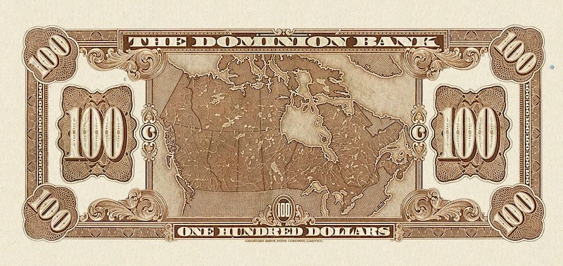 Dominion of Canada, The Dominion Bank 5 - 100 Dollars, 1931, Complete Set REPLICA My Store