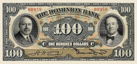 Dominion of Canada, The Dominion Bank 5 - 100 Dollars, 1931, Complete Set REPLICA My Store