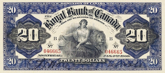1909 Dominion of Canada 5 Dollar Banknote Replica