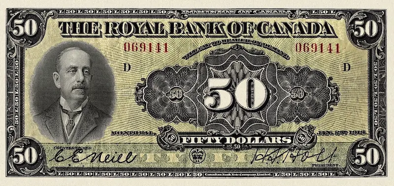 Dominion of Canada, The Royal Bank 5 - 100 Dollars, 1913,  P.S1378 - P.S1382, Complete Set REPLICA My Store