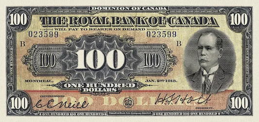 Dominion of Canada, The Royal Bank 5 - 100 Dollars, 1913,  P.S1378 - P.S1382, Complete Set REPLICA My Store