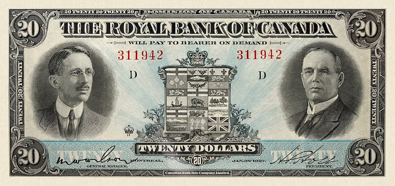 Dominion of Canada, The Royal Bank 5 - 100 Dollars, 1927, P.S1383 - P.S1387, Complete Set REPLICA My Store